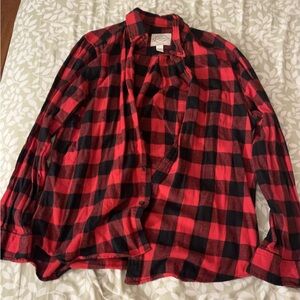 St. John's Bay Red and Black Casual Button Down Shirt
